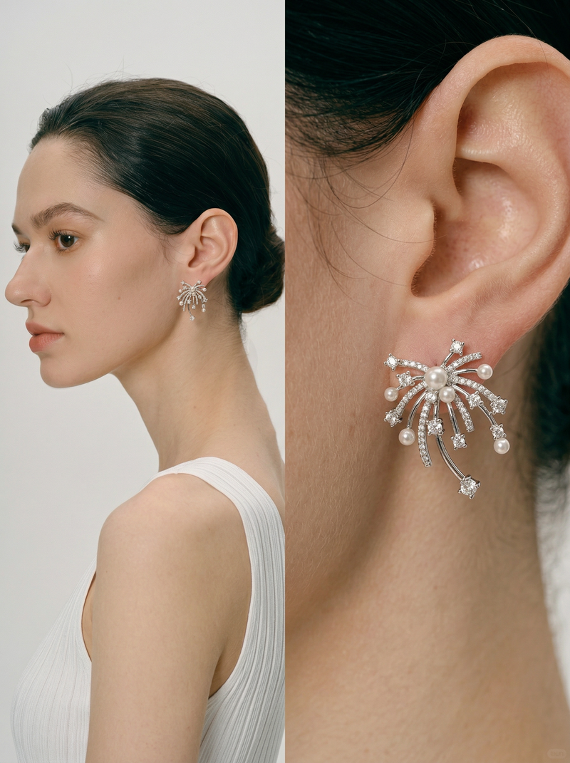 Perlage Firework Pearl & CZ Studs