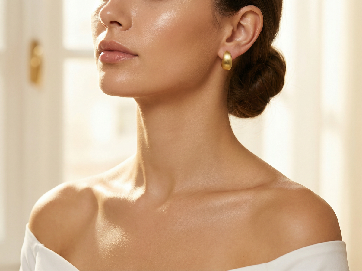 Boucles d'oreilles clous goutte en or brossé