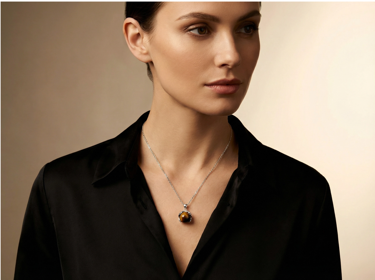 Pendentif Griffe Œil de Tigre Argenté
