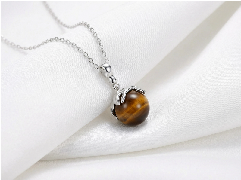Pendentif Griffe Œil de Tigre Argenté