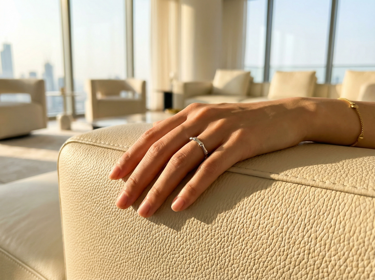 Bague ouverte en argent sterling motif bambou