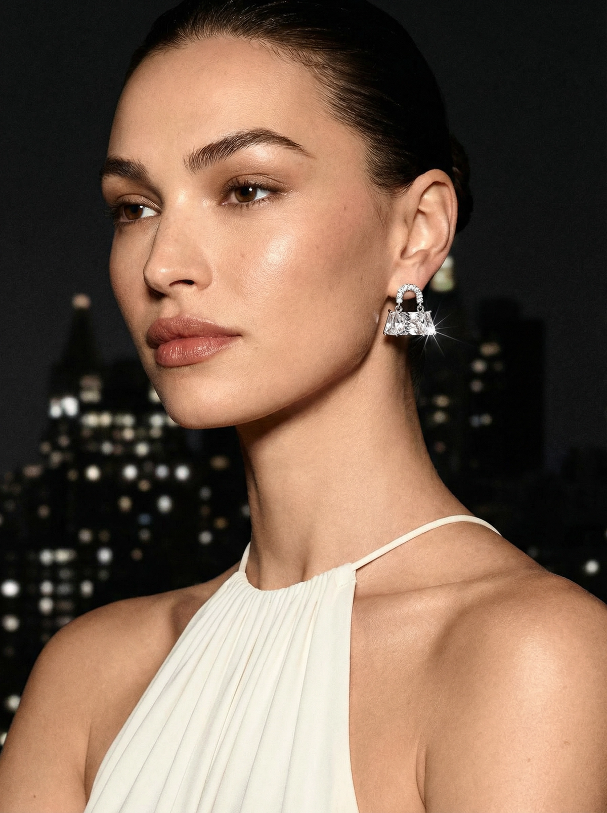 Boucles d'oreilles style diamant sac à main