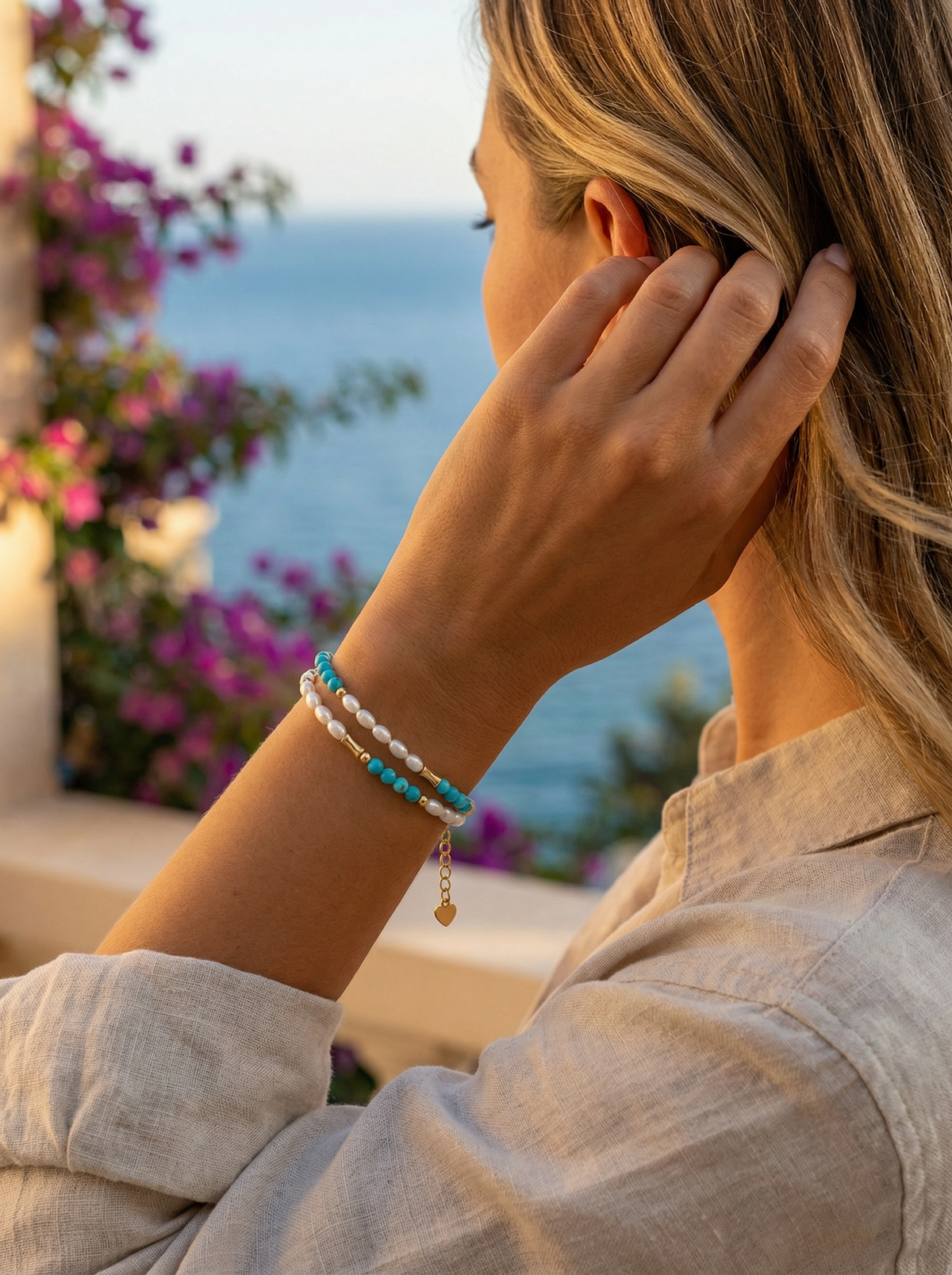 Bracelet Perles & Turquoises Dorées
