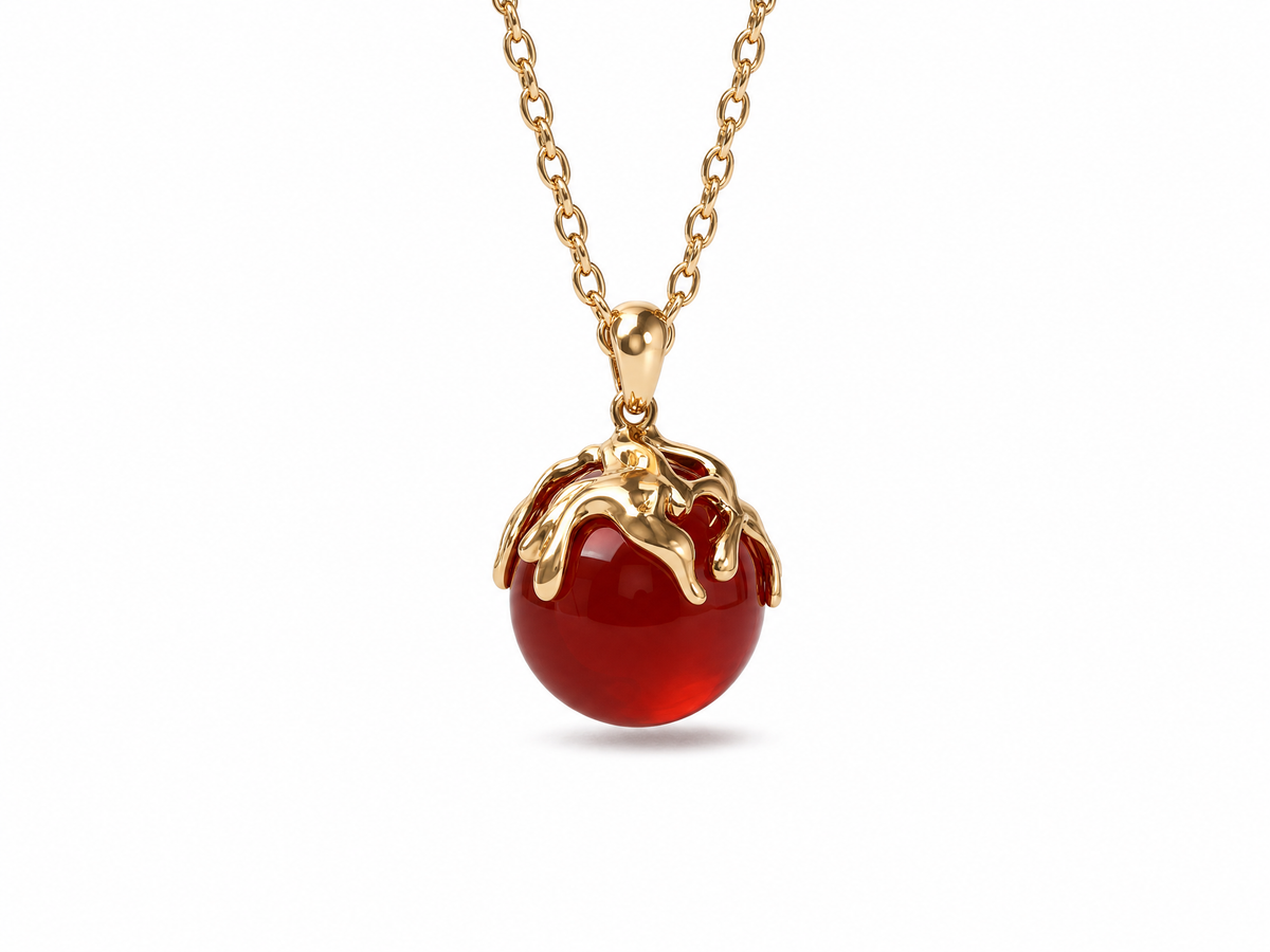 Molten Rouge Red Agate Pendant Necklace