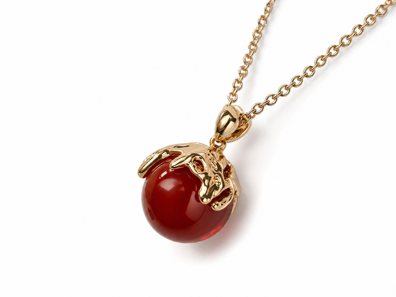 Molten Rouge Red Agate Pendant Necklace