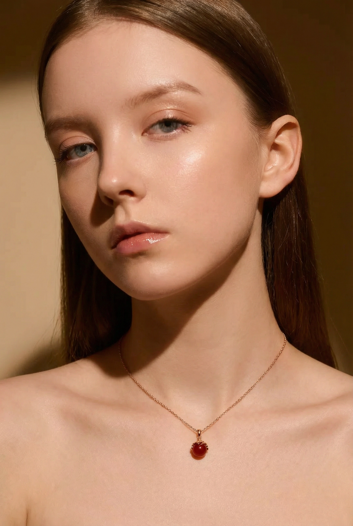 Molten Rouge Red Agate Pendant Necklace