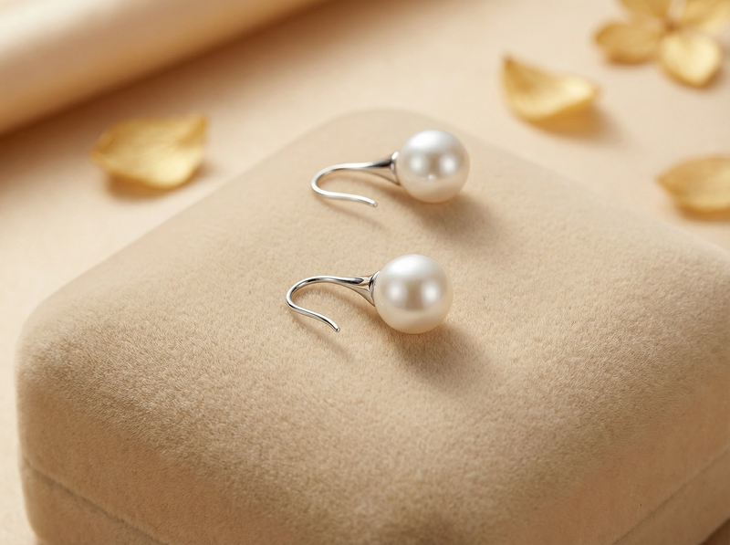 Boucles d'oreilles pendantes en argent sterling et perles