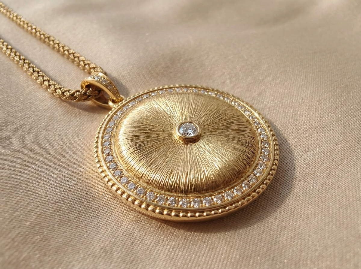 Collier avec pendentif médaillon étoile ajouré en plaqué or et oxyde de zirconium