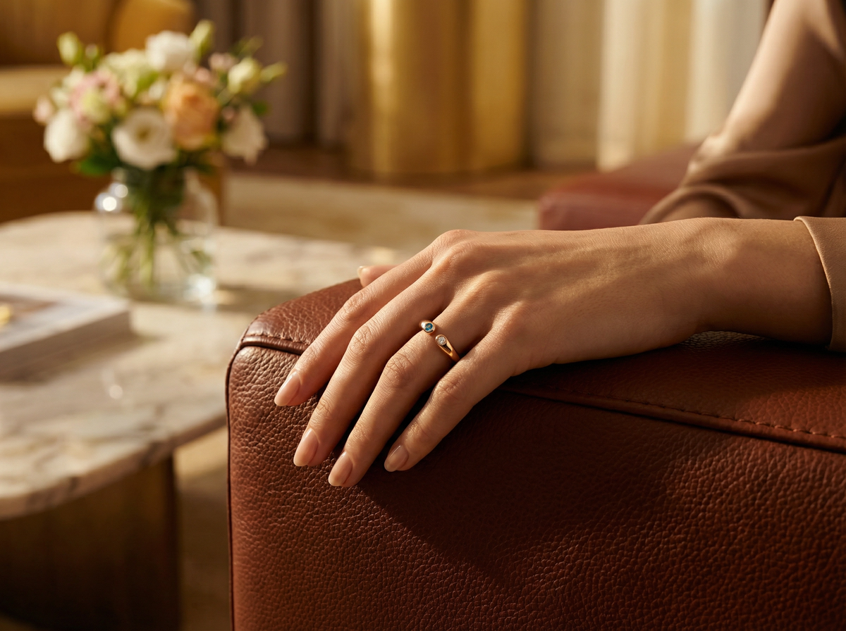 Bague jonc ouverte Toi et Moi en or rose avec saphir et accents en cristal